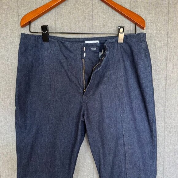 FRAME Pleated High-Rise Bell Bottom Flared Dark Blue Denim Jeans Size 32 - Picture 6 of 15